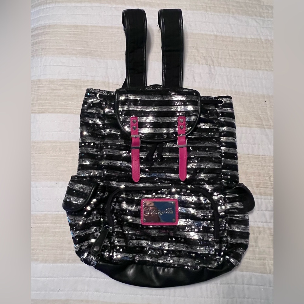 Betseyville Backpack Sequin Black and Silver